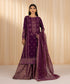 Women's Unstitched Velvet Purple Embroidered 3 Piece Suit